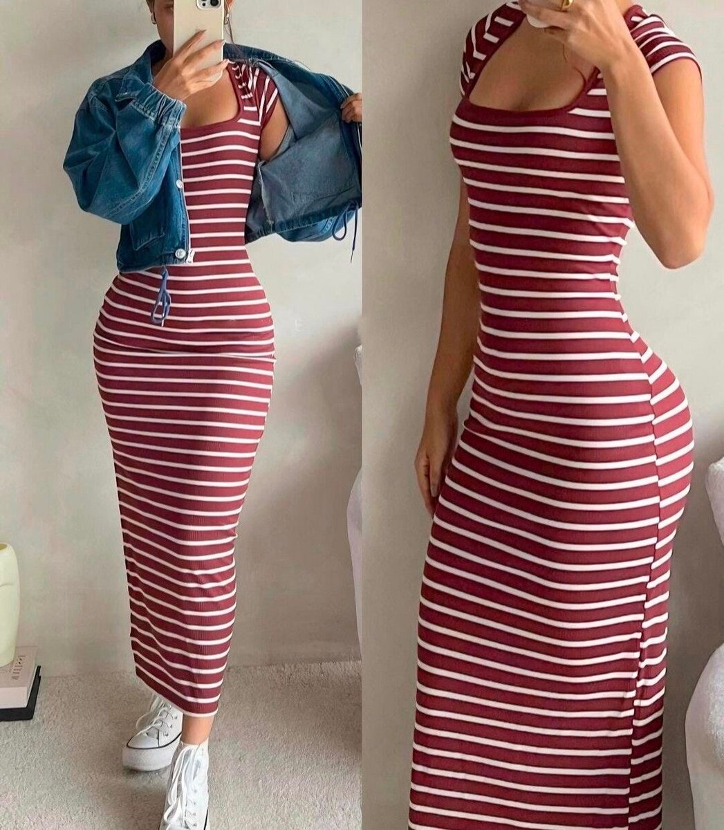 Robe moulante rayée élégante