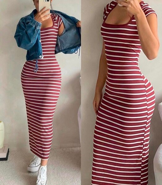 Robe moulante rayée élégante