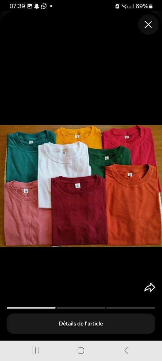 T-shirts unis en coton