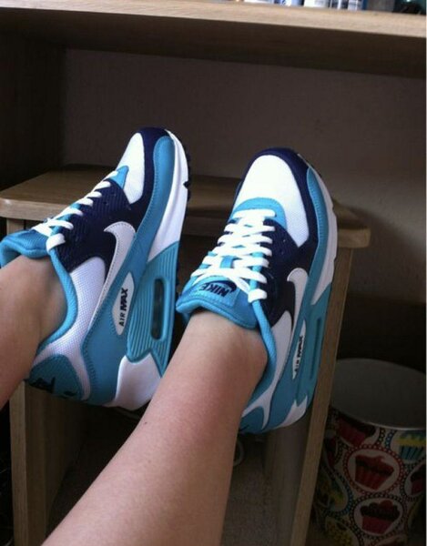 Baskets Air Max blanches et bleues
