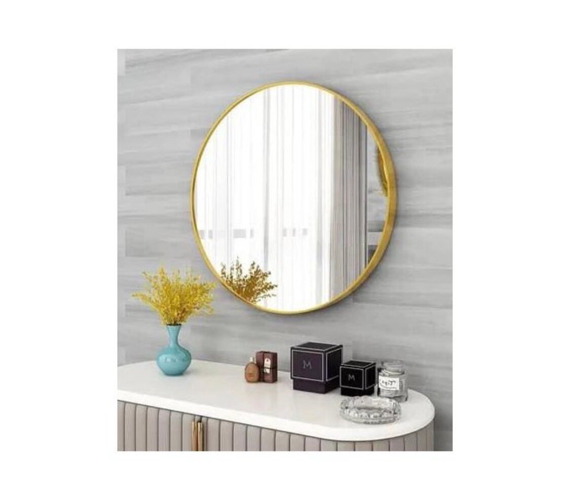 Miroir rond avec cadre doré