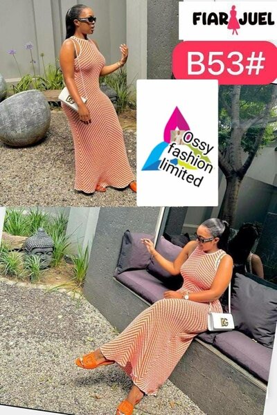 Robe élégante longue rayée