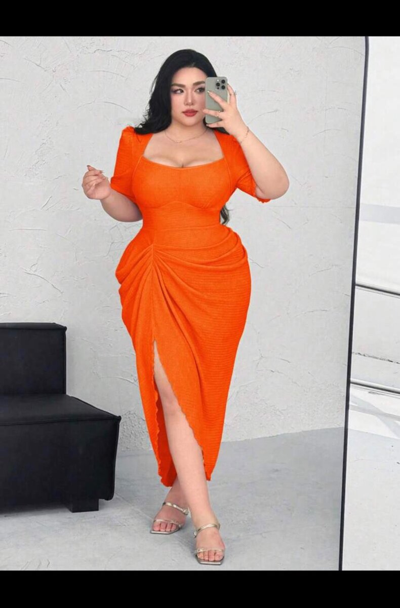 Robe moulante orange sexy