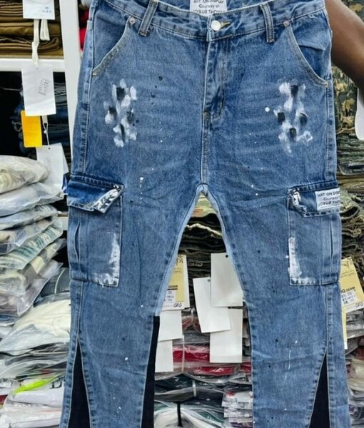 Jeans cargo moderne déchiré