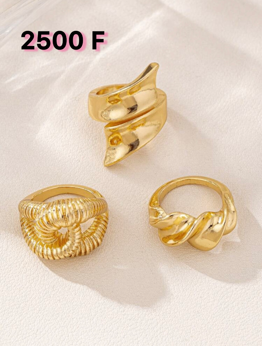 Lot de 3 bagues dorées