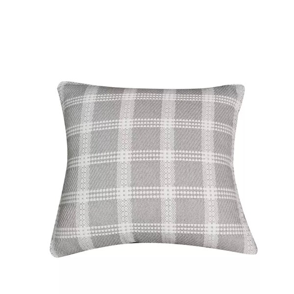 Coussin décoratif gris à carreaux