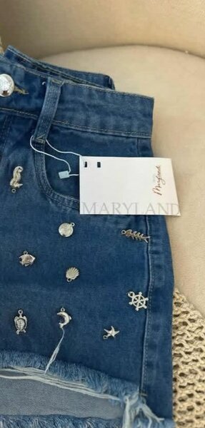 Short en jean brodé femme