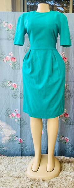 robe à manches courtes-bleu