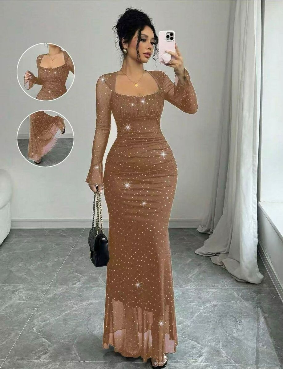 Robe longue élégante brillante