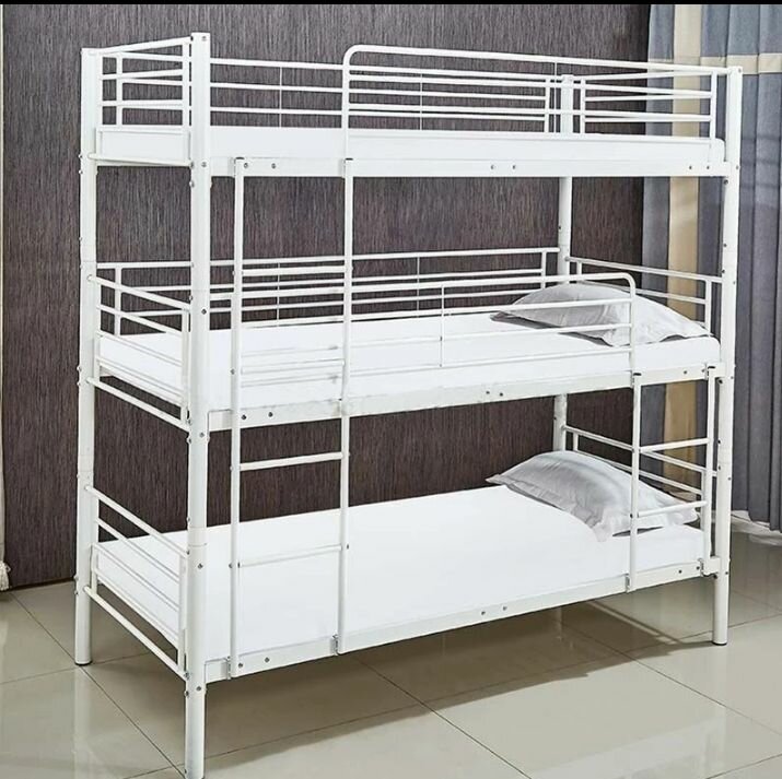 Lit superposé en métal blanc