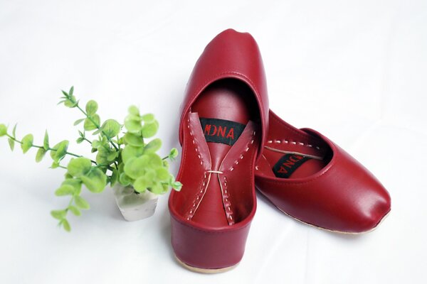 Mehroon plain Leather khussa