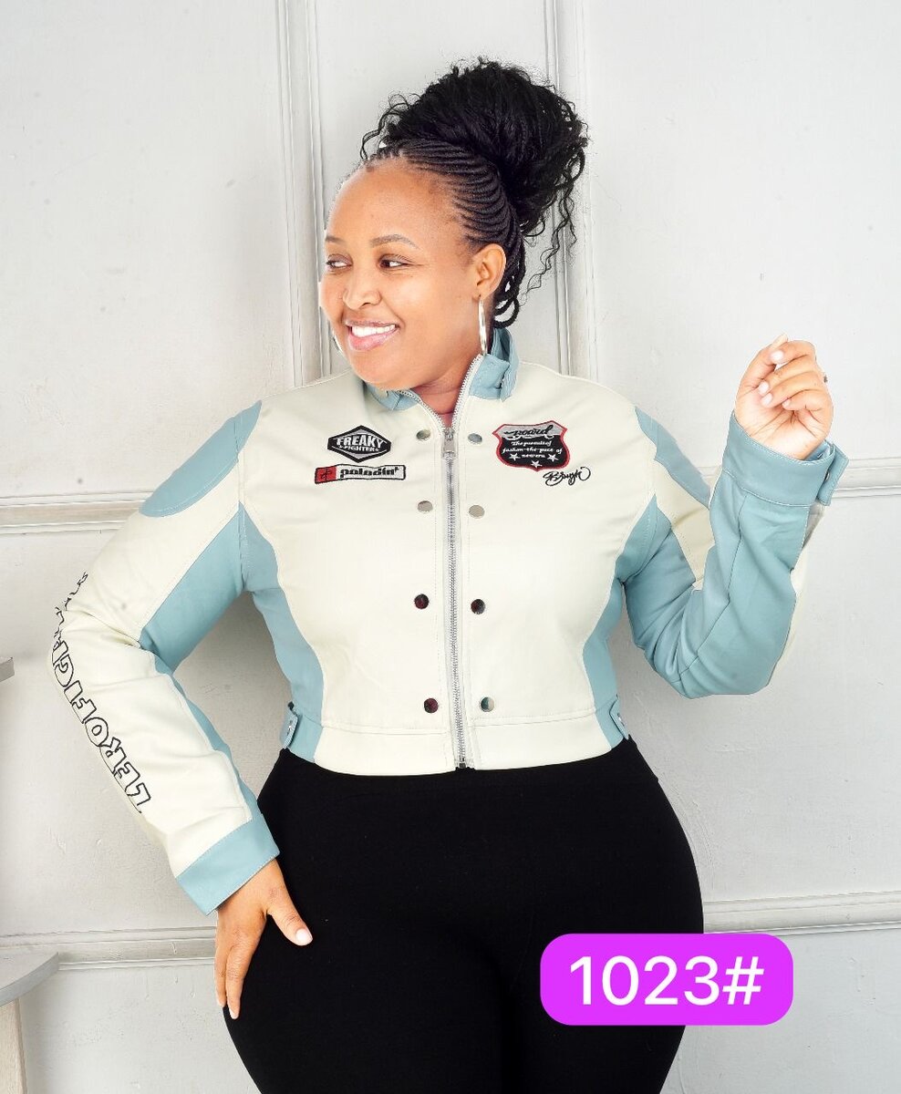 Veste courte en cuir tendance