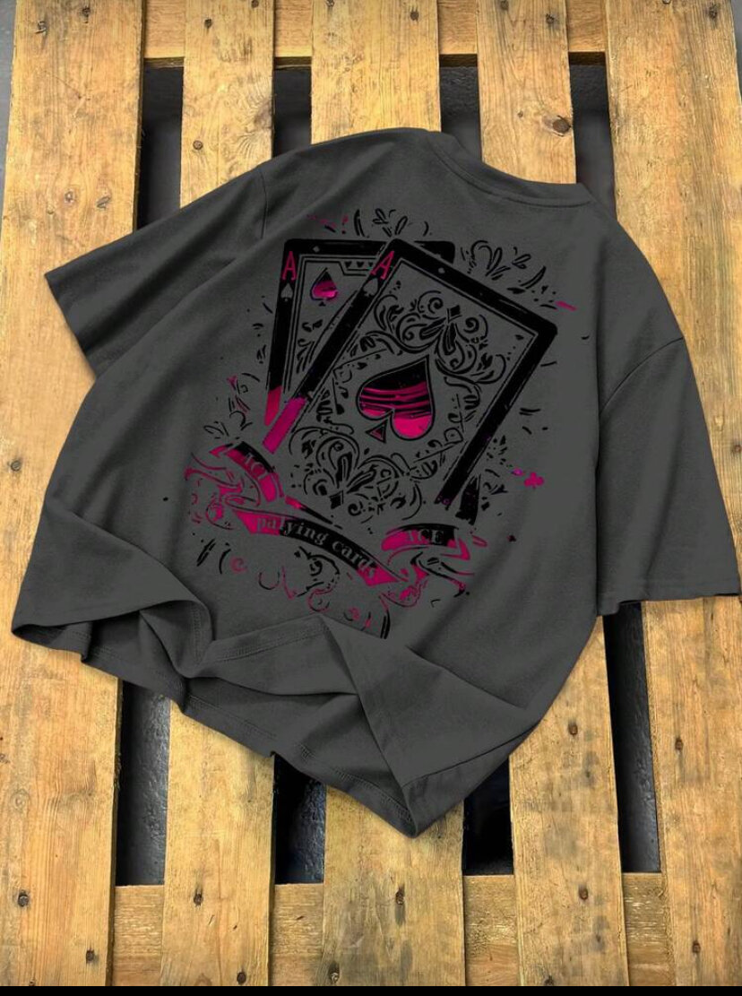 T-shirt noir design cartes