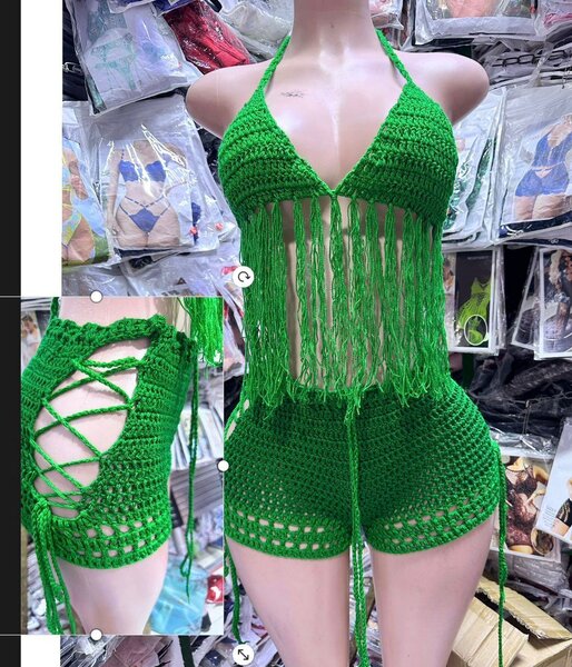 Ensemble de bikini vert crochet