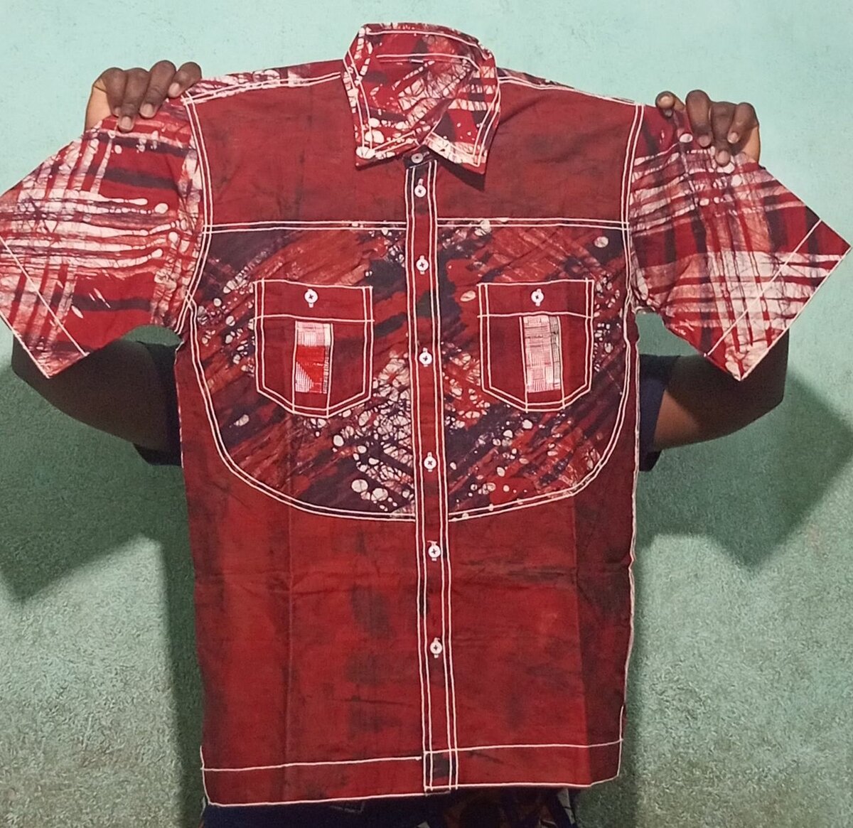 Chemise homme motifs rouges