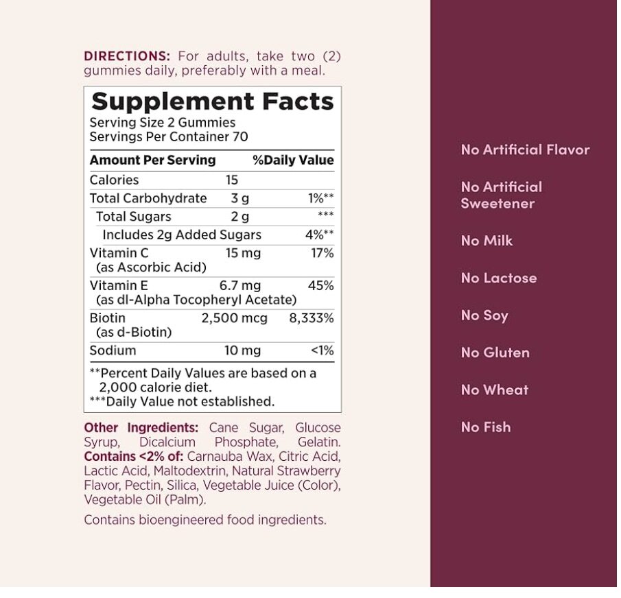 Biotin Gummies for Hair, Skin & Nails