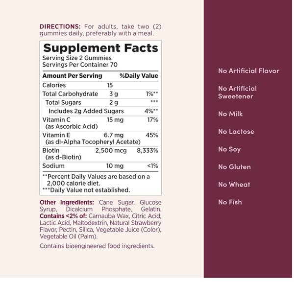 Biotin Gummies for Hair, Skin & Nails