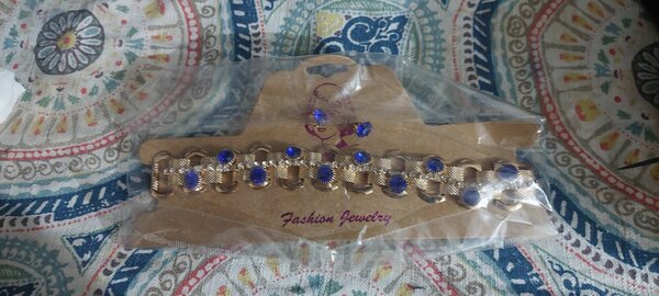 Jewelry set metal with blue stone