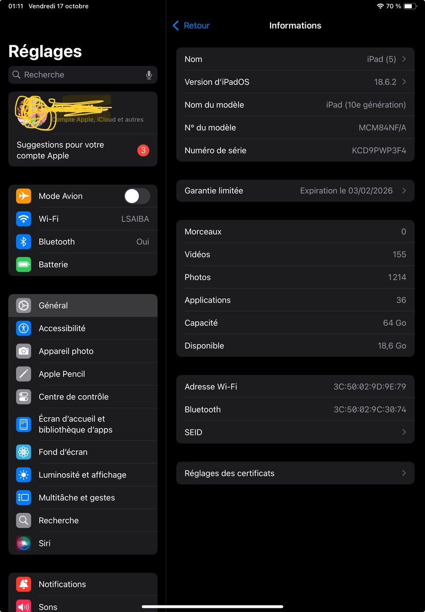 iPad 10e Génération 64GB
