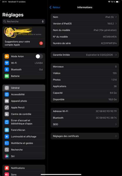 iPad 10e Génération 64GB