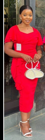 Dress red, elegant, short sleeve, size s-2xl