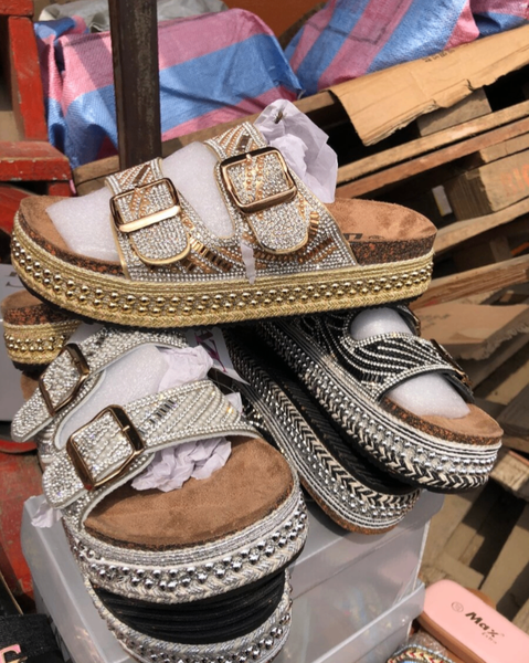 Sandales plates à paillettes