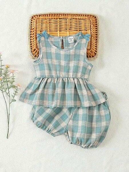 Ensemble Bébé à Carreaux Élégant