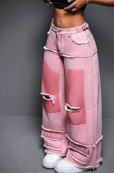 Jean large rose tendance