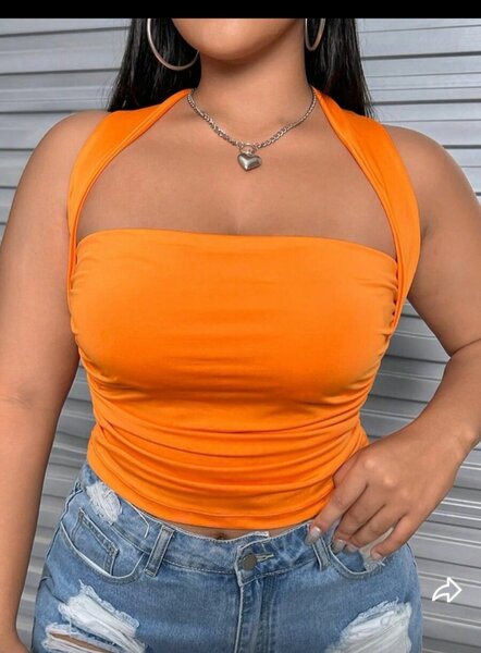 Haut orange sans manches
