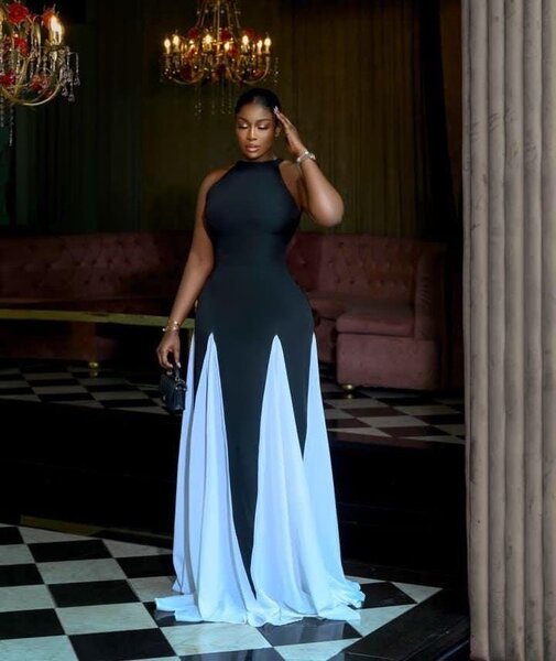 Robe longue élégante bicolore