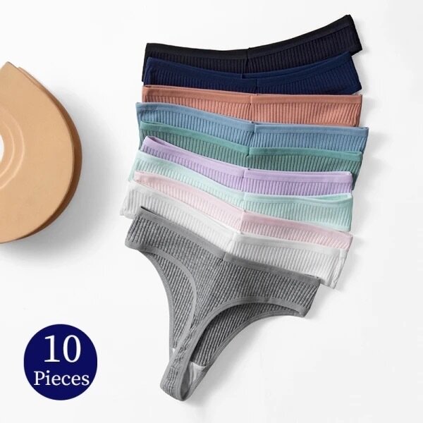10 pieces of ladies cotton thong panties