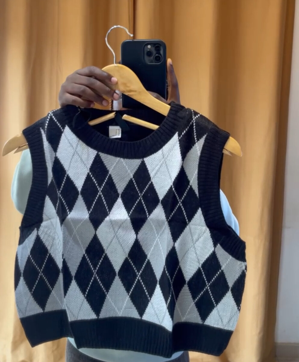 Pull sans manches à losanges