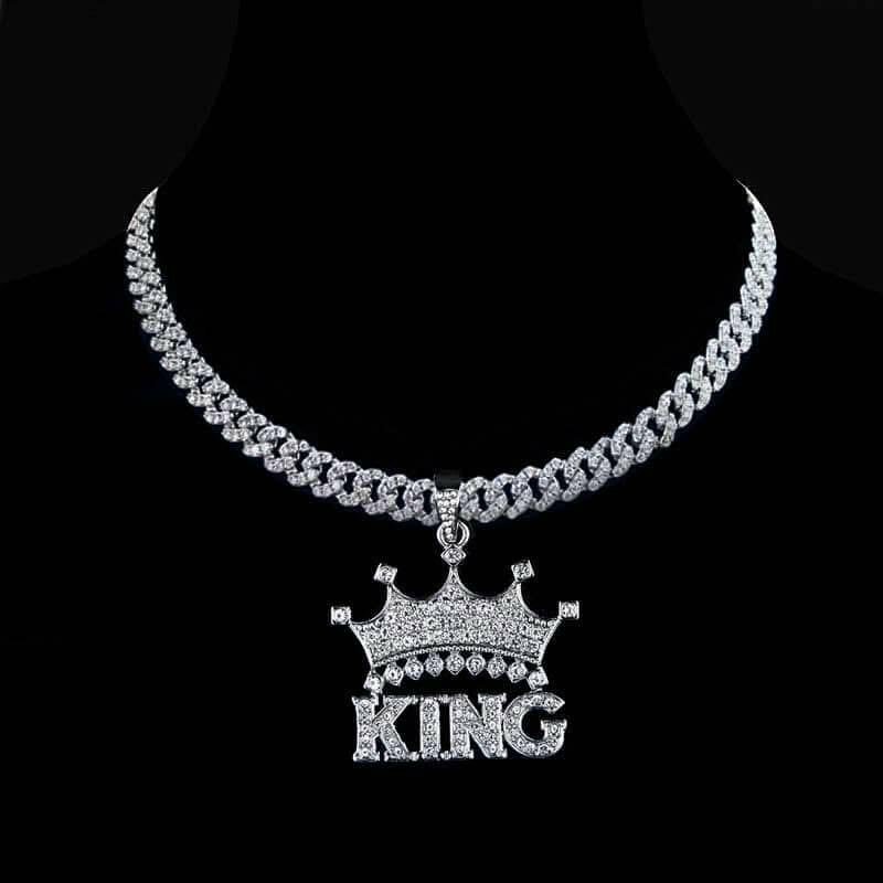 Collier Pendentif Strass Homme