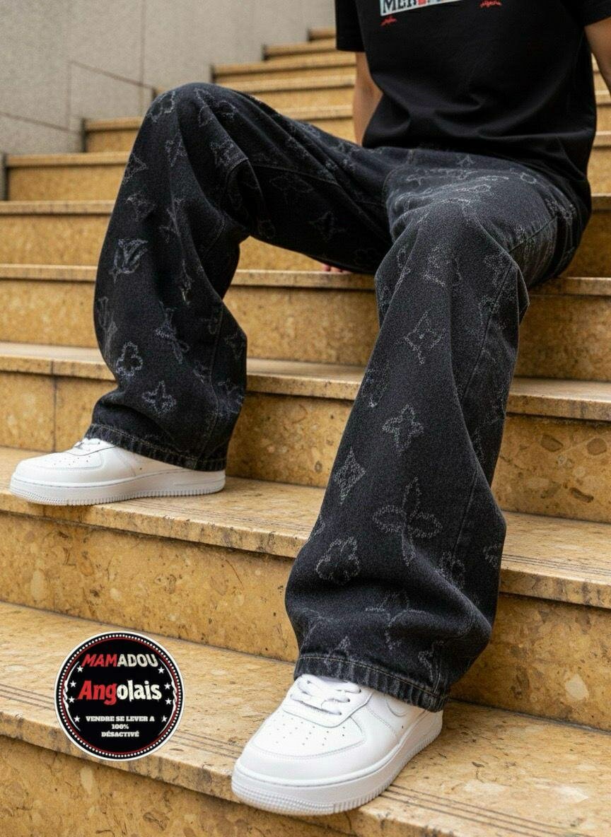 Jean large imprimé tendance