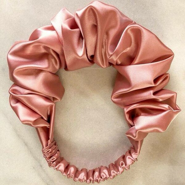 Bandeau cheveux satin rose