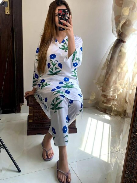 2 PC's stiched linen printed s