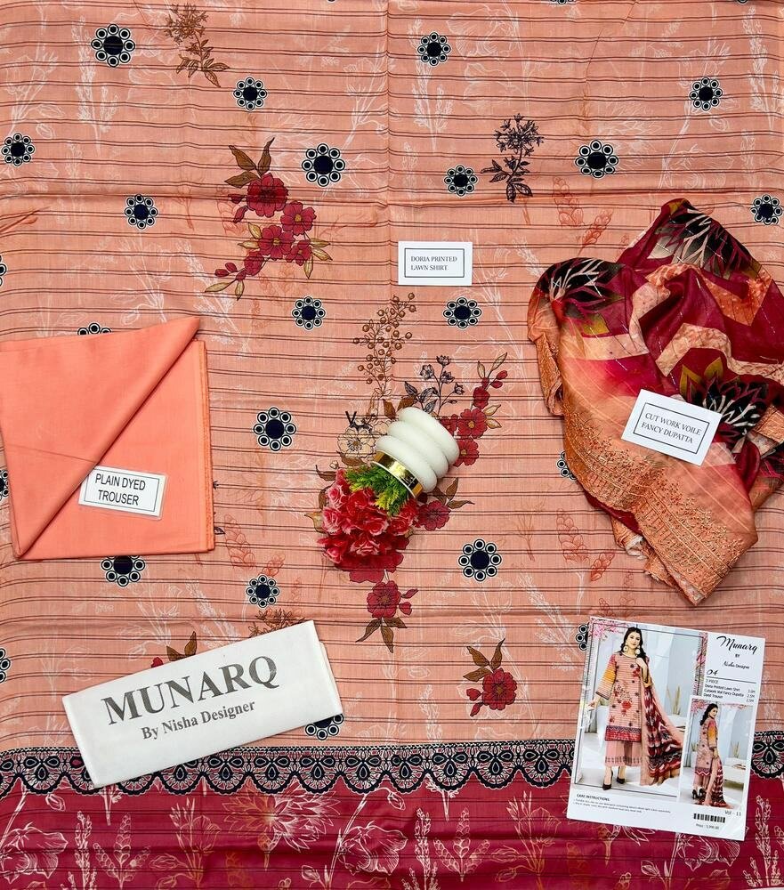 3 Pcs Women's Unstitched Lawn