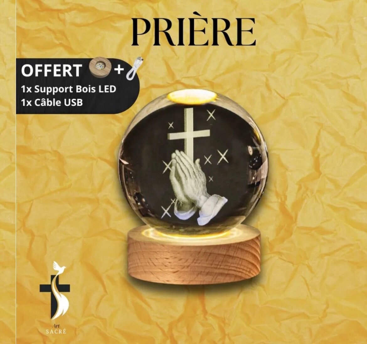 Boule de Cristal LED Religieuse