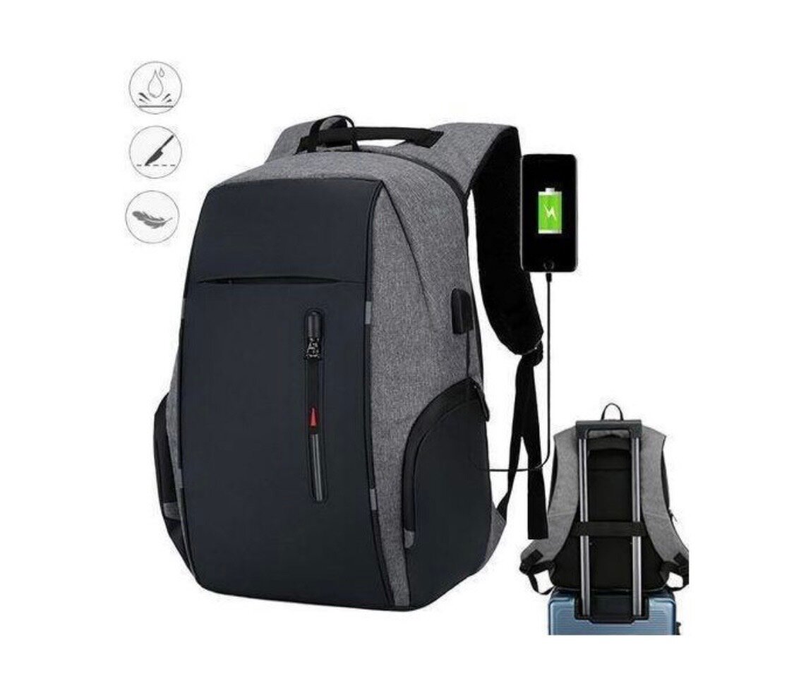 Sac à dos moderne gris et noir multifonction