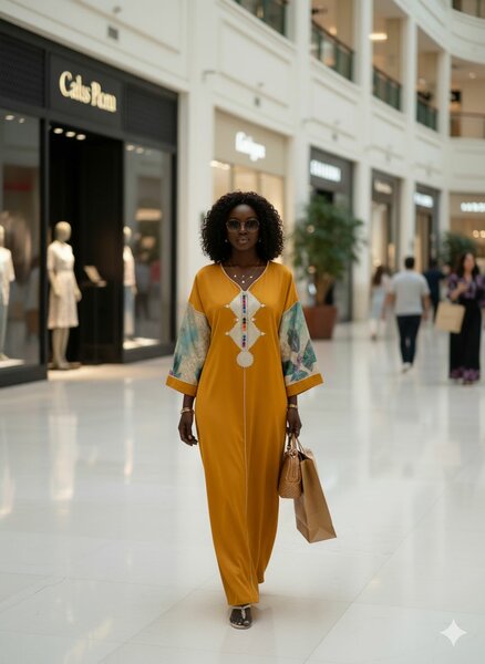 Robe longue avec manches brodées