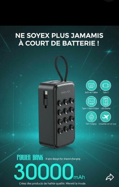 Batterie Externe 30000mAh Rapide