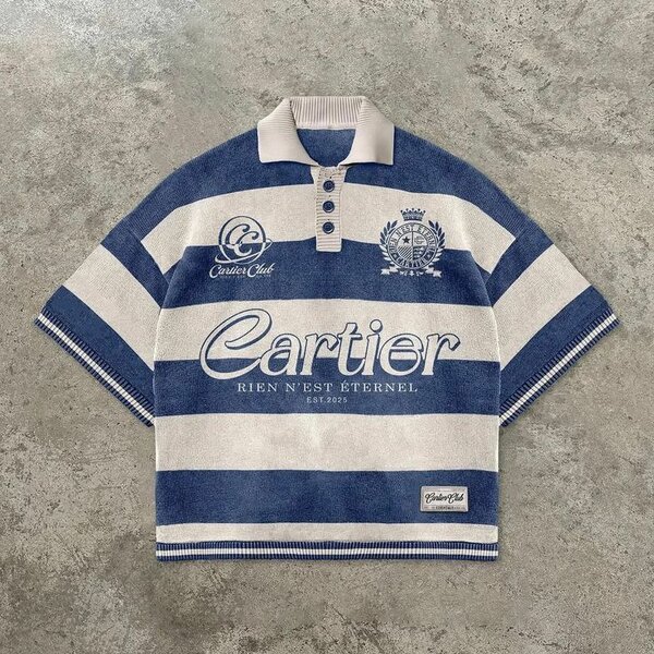 Polo rayé bleu et blanc - Homme