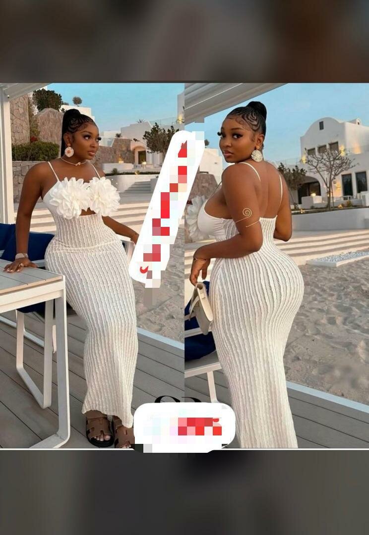 Robe longue en crochet floral