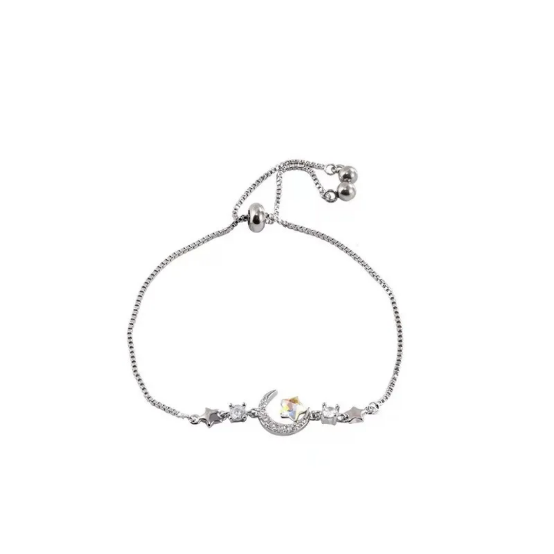 Bracelet Lune Étoiles Argent