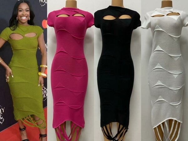 Robe Midi Élégante Découpée