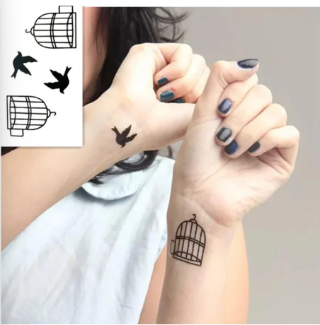 Classic Black Bird Cage Temporary Tattoo Hand Body Waterproof Temporary Tattoo Body Tattoo