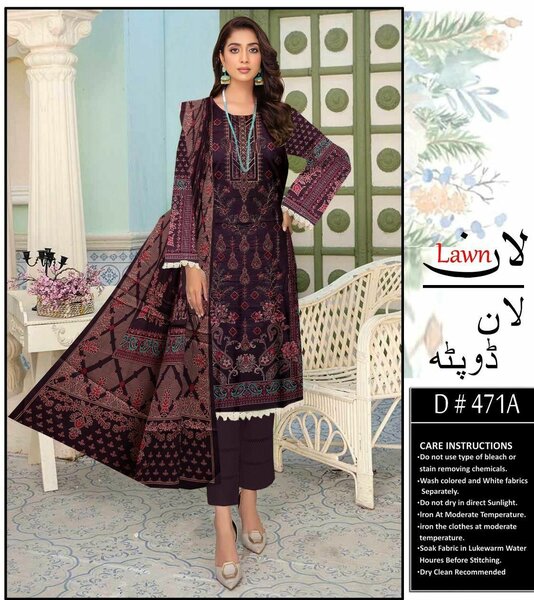 Printed lawn suit