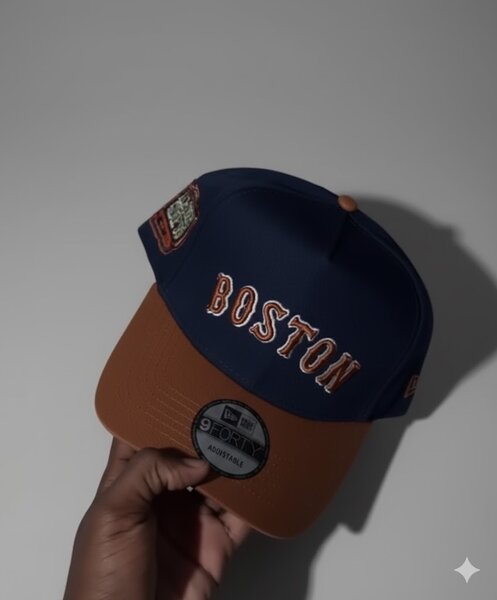 Casquette Boston bleu et marron