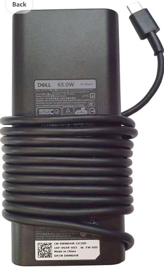 CHARGEUR DELL 65W TYPE-C OVAL 5V/9V 3A/12V 5A/15V 3A/20V3.25