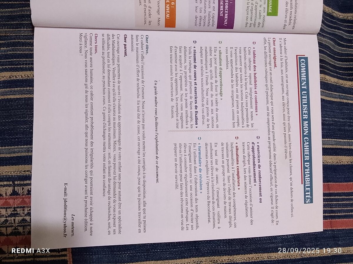 Cahier Maths 2A - Programme Officiel